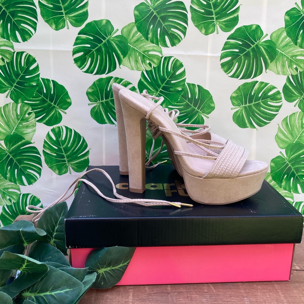 NWT Stringy Chunky Heels